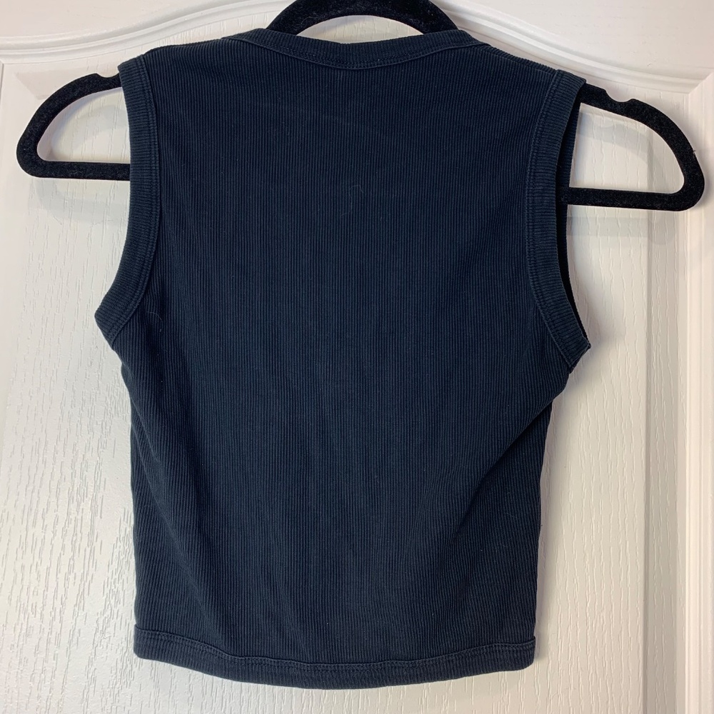 Joshua Perets Ribbed Crop Tank‎ Top Y2K Grunge Minimalist XS - Picture 2 of 5